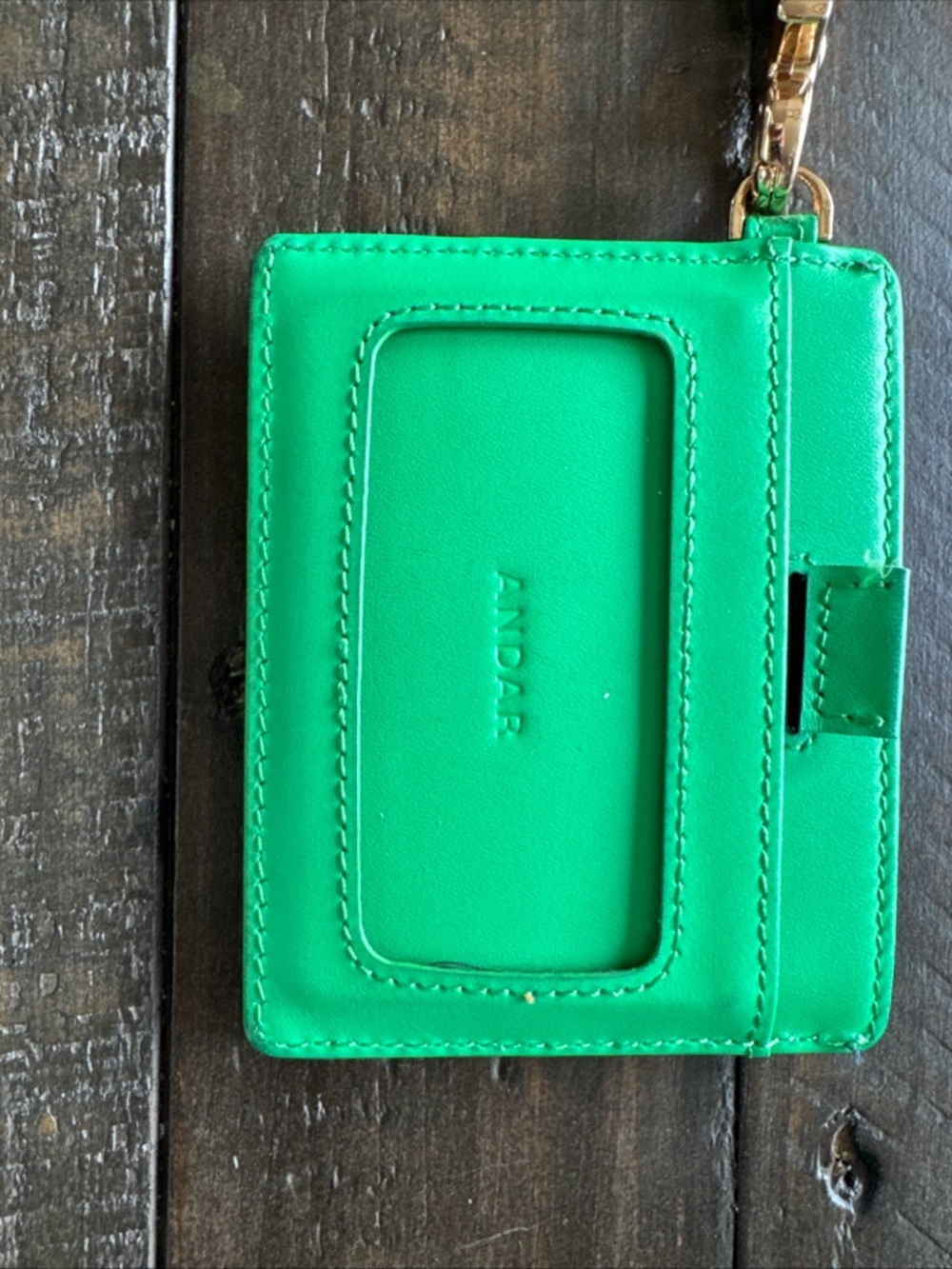 Andar Denner Green Card & Key Holder with Lanyard Clip
